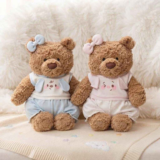 Light Blue & Pink Bow Matching Outfit Set for Jellycat Bartholomew Bear