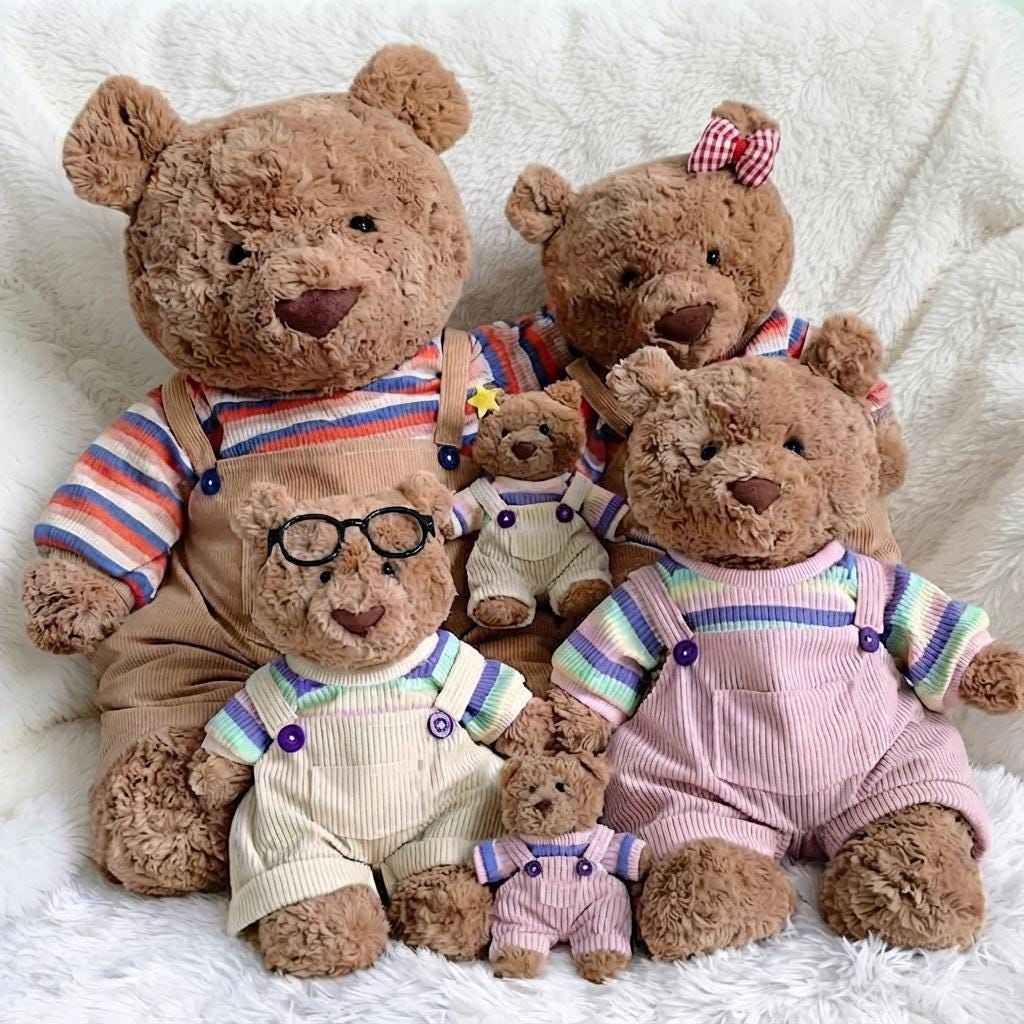 Handmade Bartholomew Bear Overalls Outfit (Enclosed Tail with Cut-Open Option)