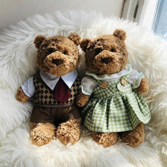 Gentleman Outfit for Jellycat Bartholomew Bear, 3-Piece Brown Vest Set with Tie