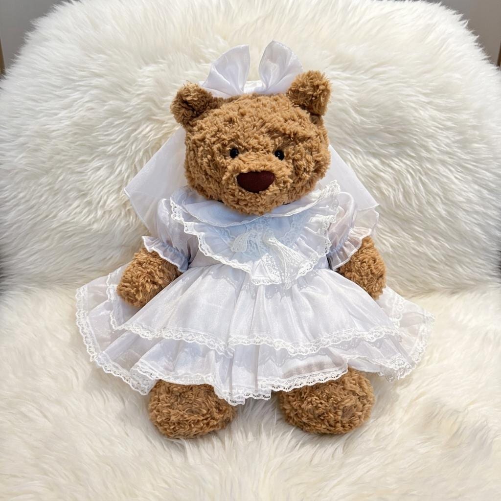 Handmade Bartholomew Bear Wedding Dress and Tuxedo Suit Set, Plush Toy Outfit