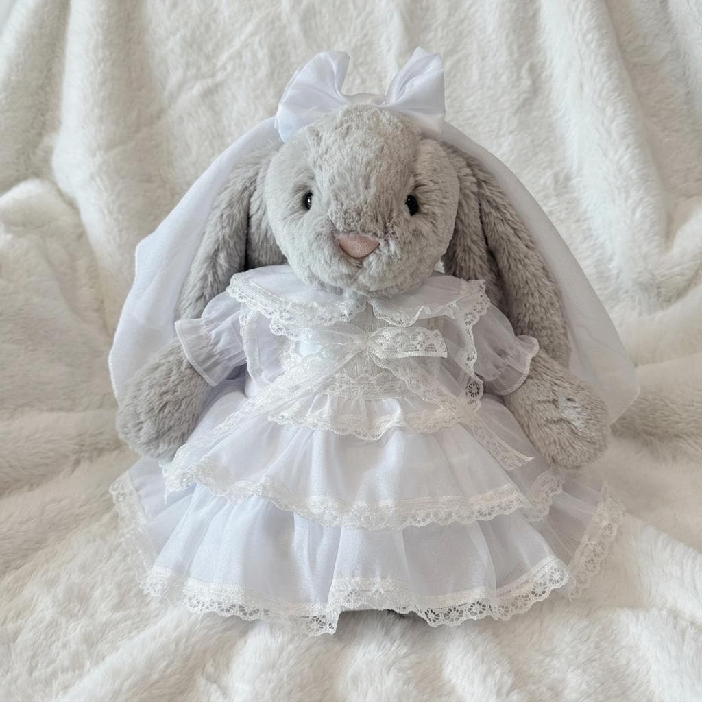 Handmade Bartholomew Bear Wedding Dress and Tuxedo Suit Set, Plush Toy Outfit