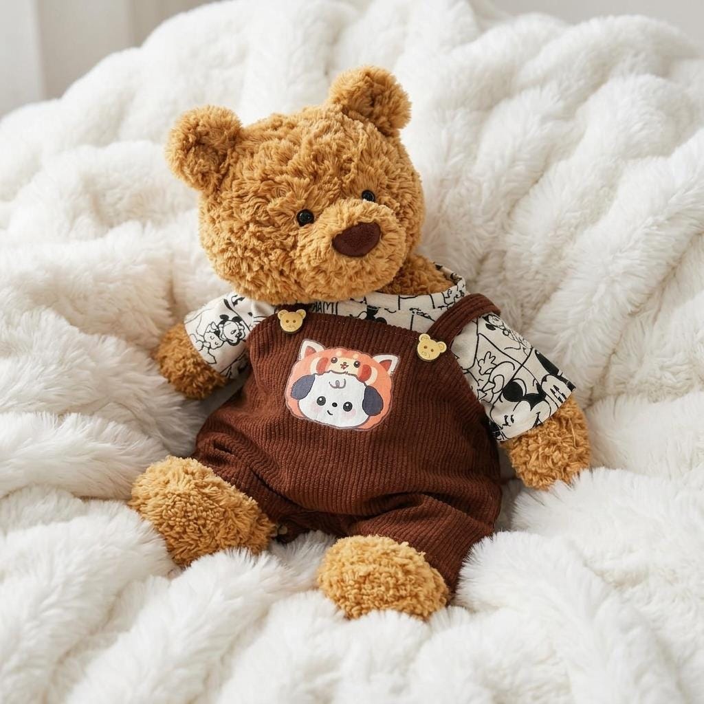 Handmade Corduroy Dungaree Set for Bartholomew Bear, Plush Bear Clothes (6-22" Sizes)