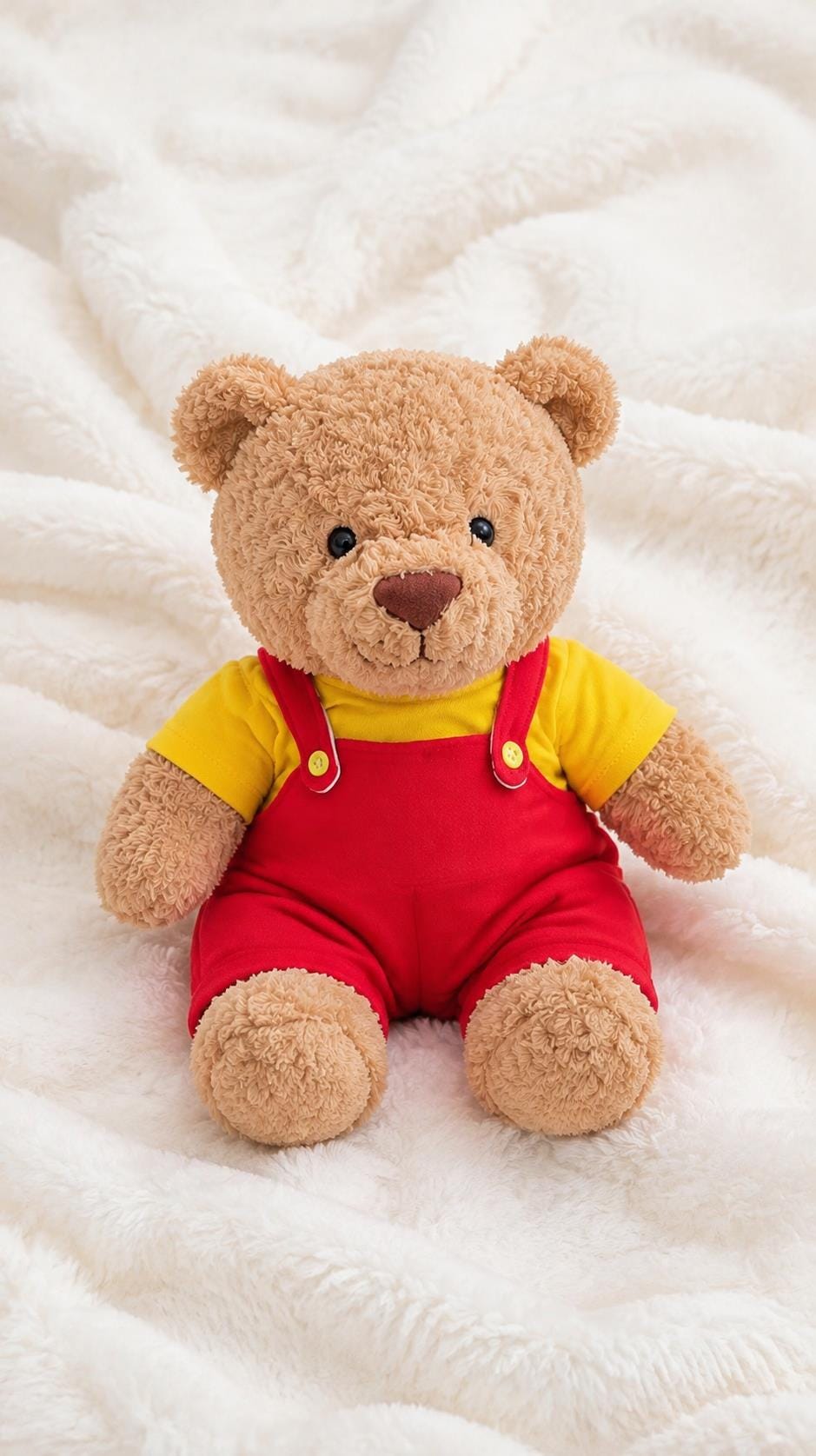 Bartholomew Bear Outfits: Handmade Plush Clothing for Various Sizes Red Dungarees & Cap Outfit