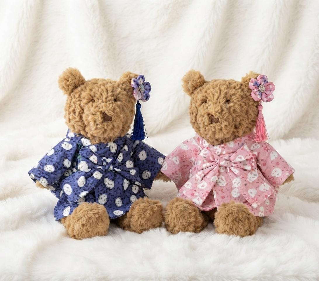 Medium Bartholomew bear clothes outfits-Japanese Kimono Yukata