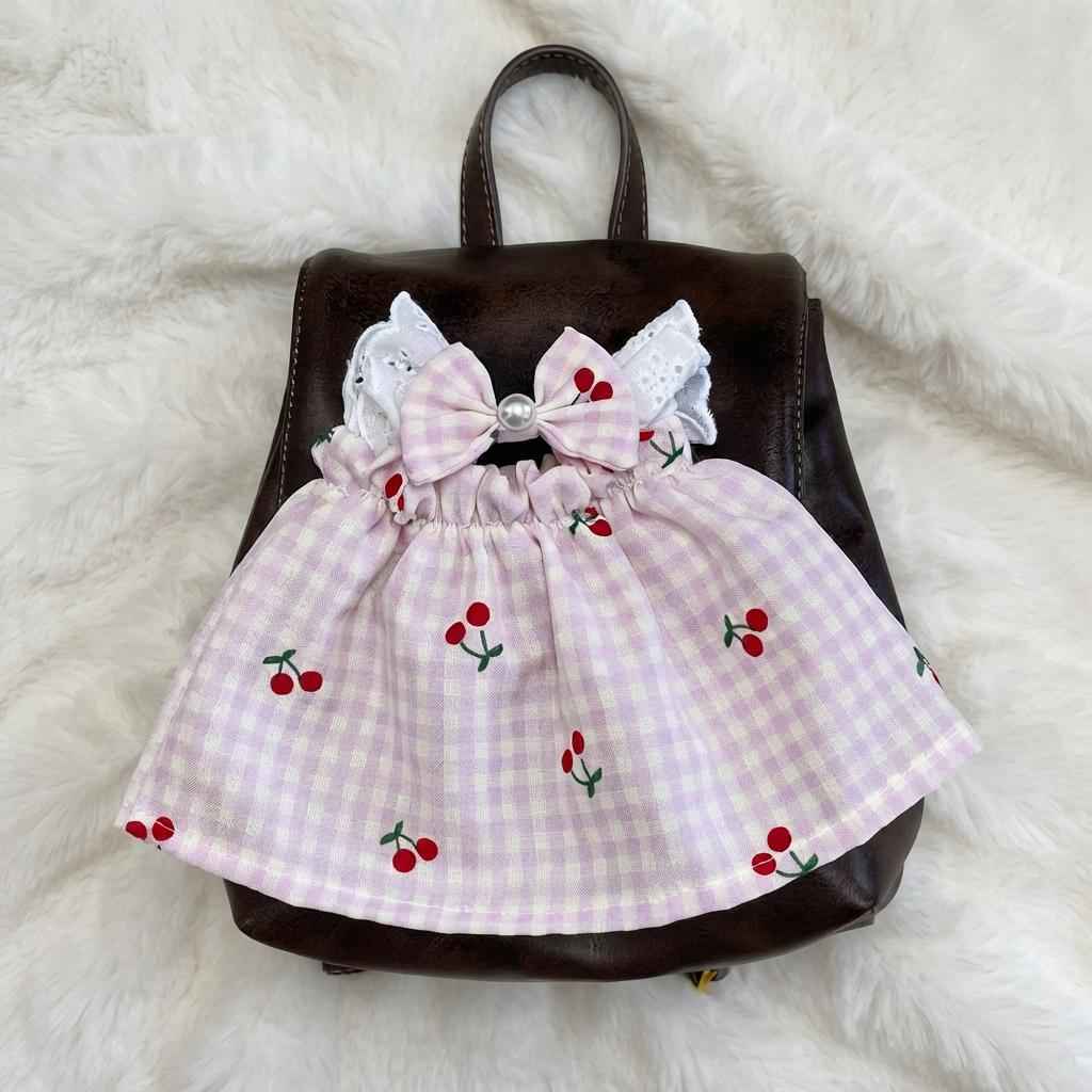Handmade Cherry Plaid Dress Set for Bartholomew Bear