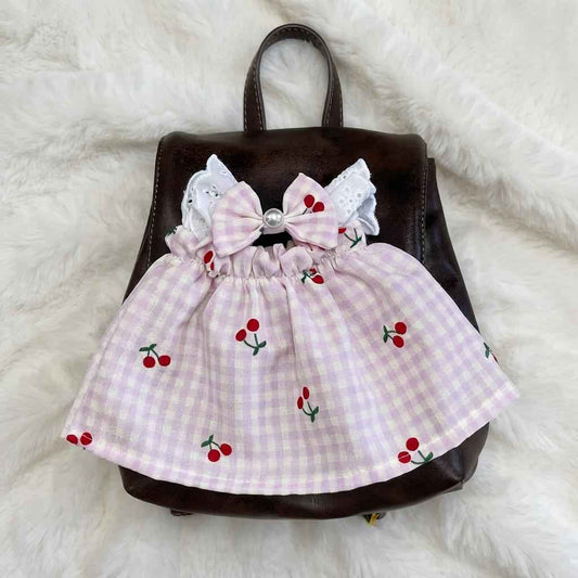 Handmade Cherry Plaid Dress Set for Bartholomew Bear