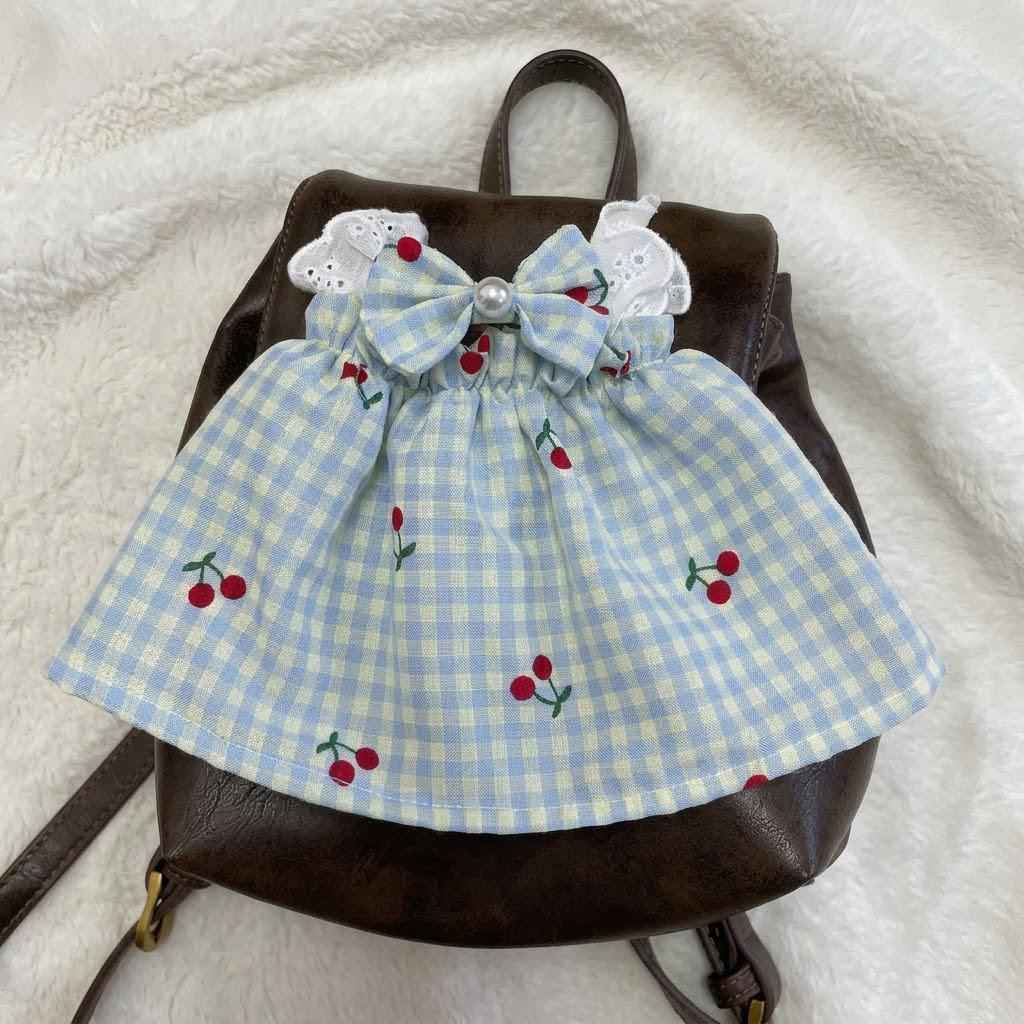 Handmade Cherry Plaid Dress Set for Bartholomew Bear