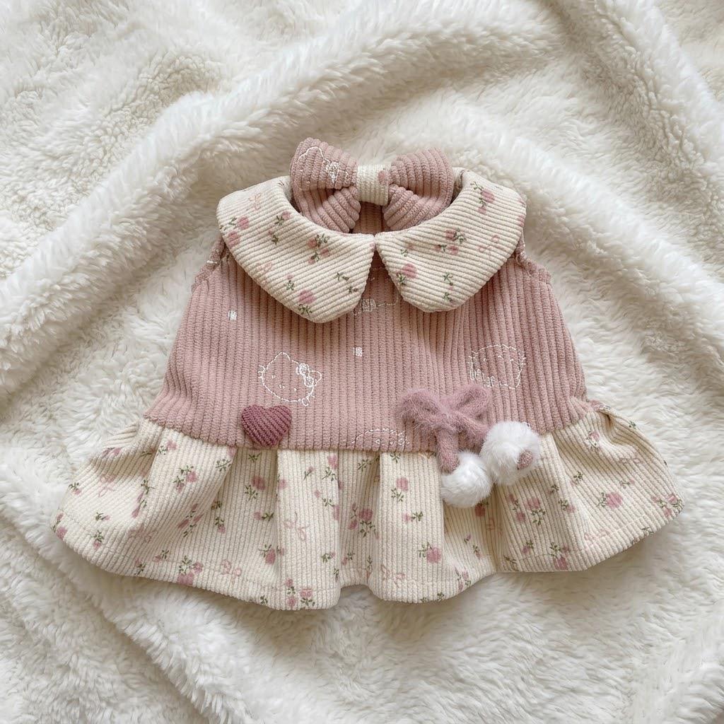 Handmade Rose Floral Outfit for Bunny Plush