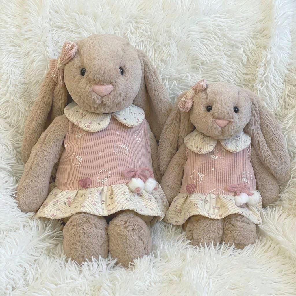 Handmade Rose Floral Outfit for Bunny Plush