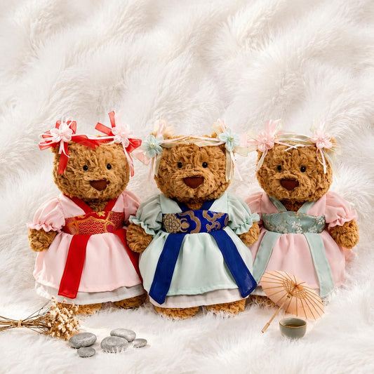Handmade Traditional Hanfu Dress for 10 Inch Plushie, Pink Floral Outfit