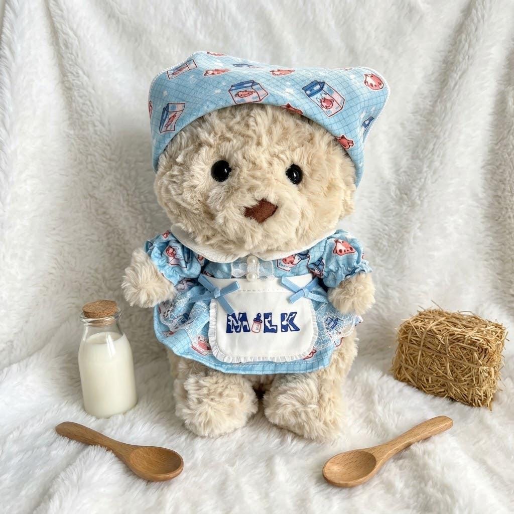 Handmade Country Outfit Set for Junior Bartholomew Bear, Milkmaid Dress & Cowboy Costume Bear Clothes