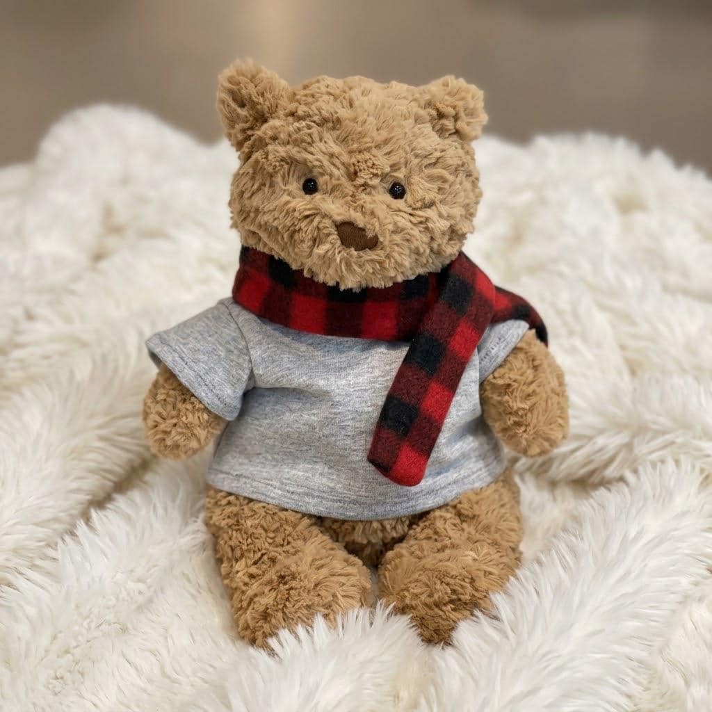 Handmade Christmas Santa Hat  Winter Scarf Set for Bartholomew Bear, Plush Dolls  Teddy Bears