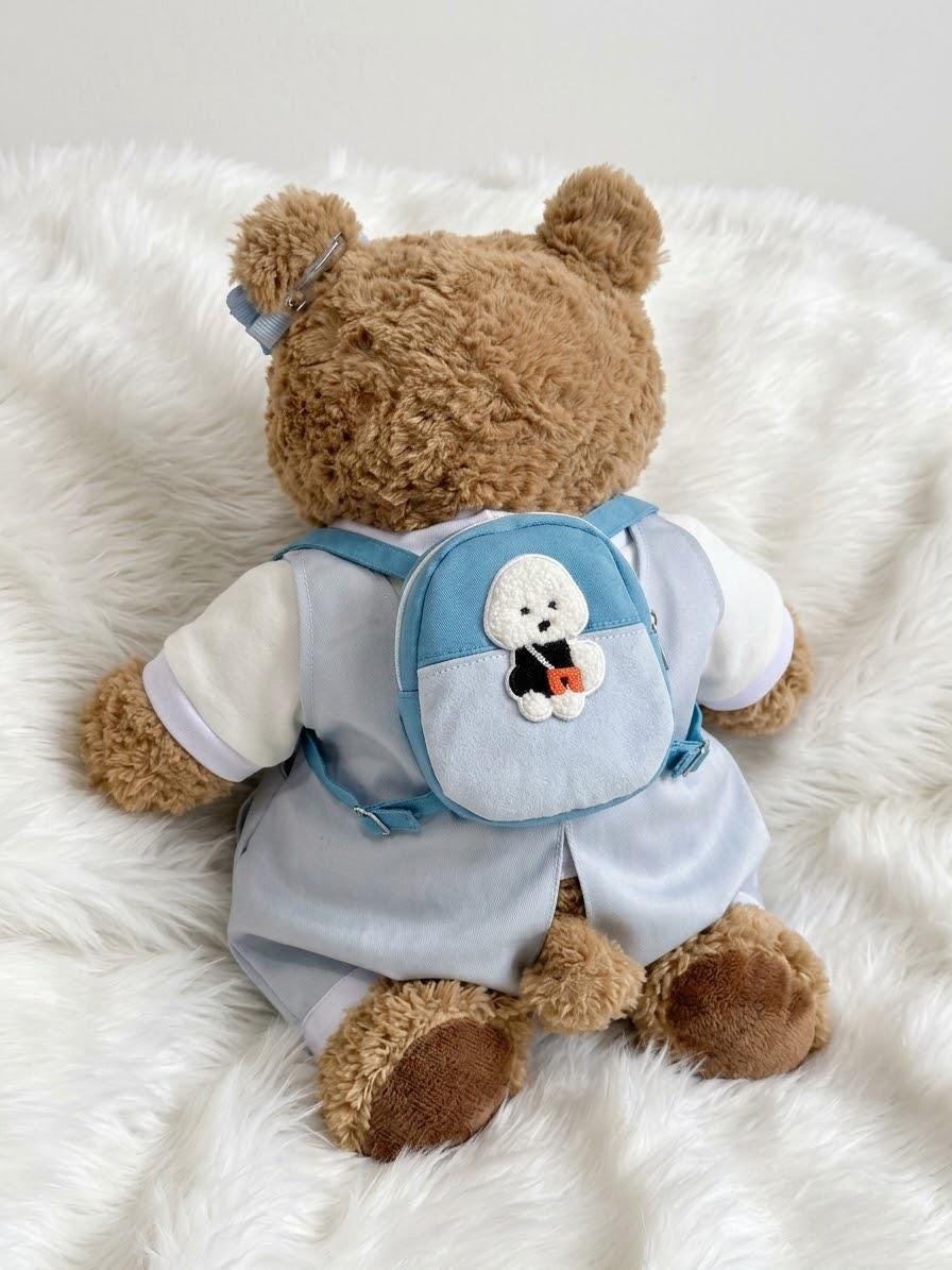 Handmade Dungaree Set for Bartholomew Bear | Teddy Bear Outfit with Mini Backpack