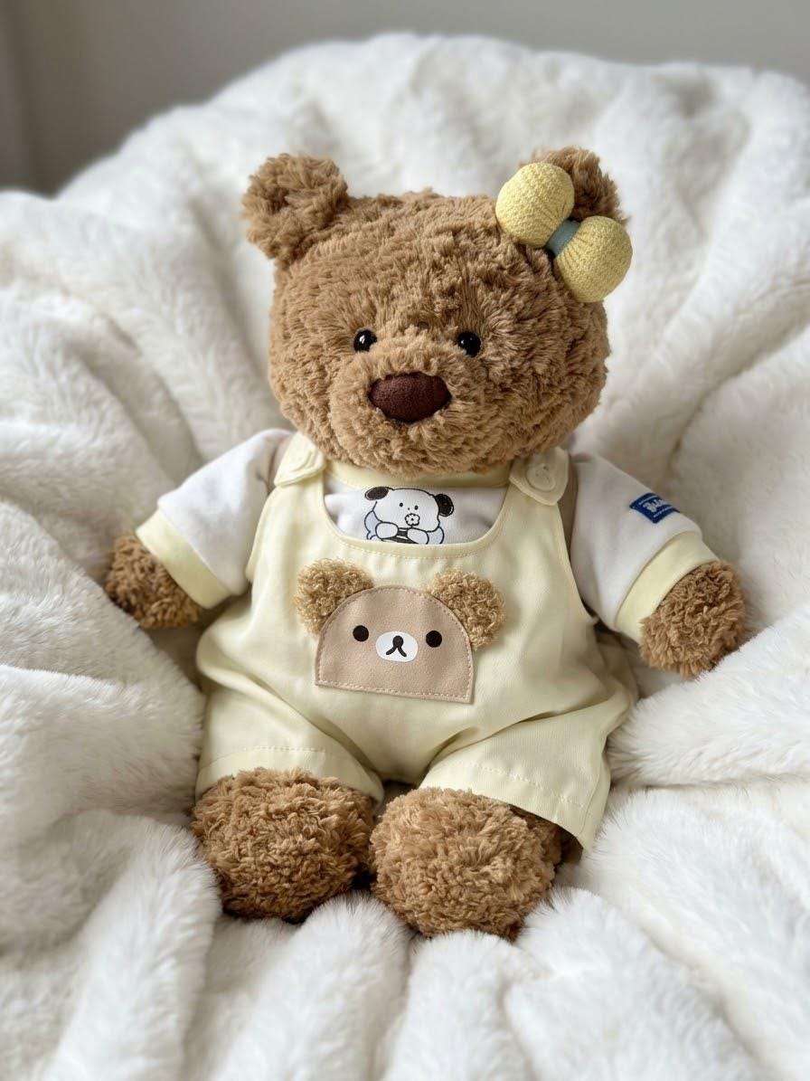 Handmade Dungaree Set for Bartholomew Bear | Teddy Bear Outfit with Mini Backpack