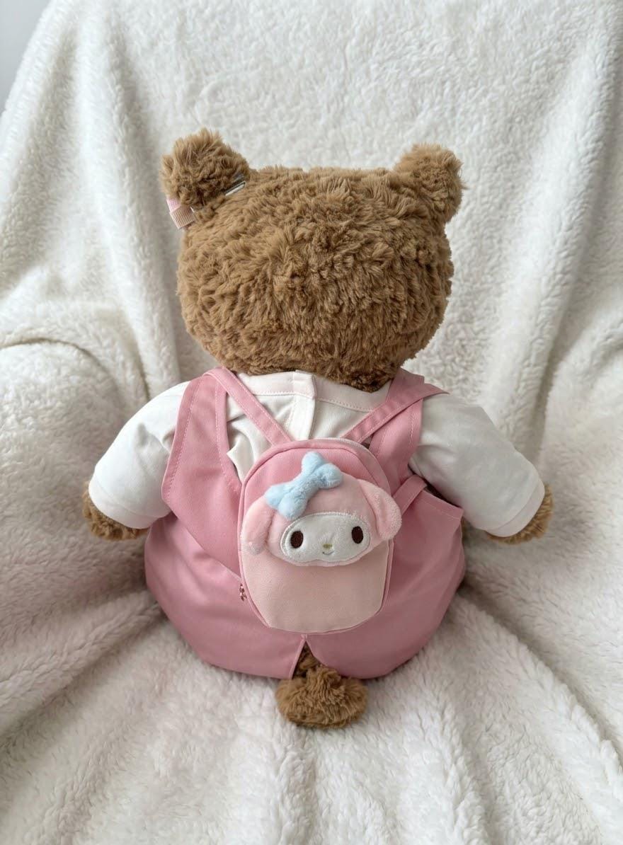 Handmade Dungaree Set for Bartholomew Bear | Teddy Bear Outfit with Mini Backpack