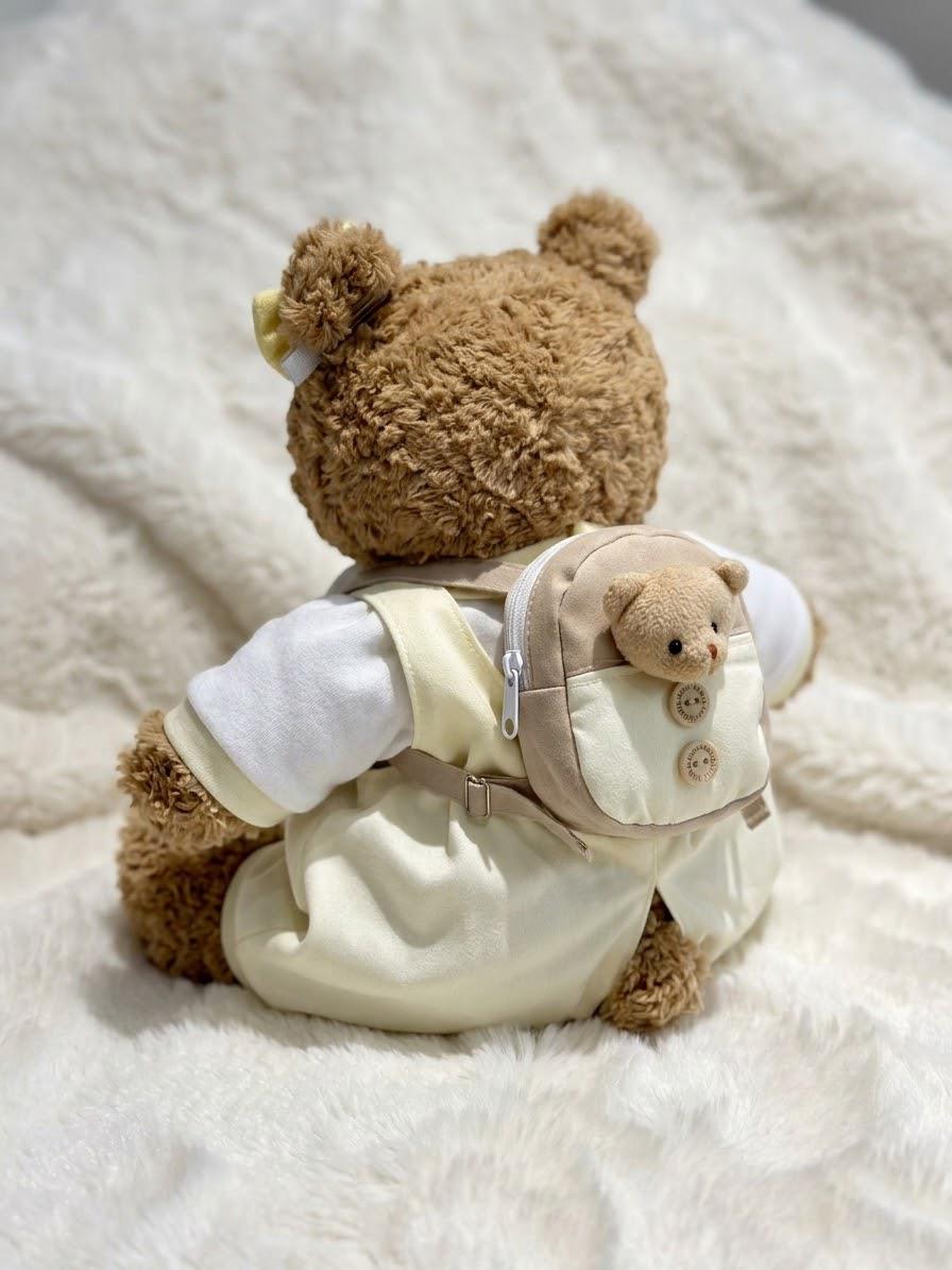 Handmade Dungaree Set for Bartholomew Bear | Teddy Bear Outfit with Mini Backpack