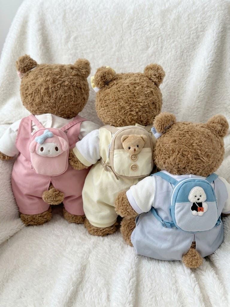 Handmade Dungaree Set for Bartholomew Bear | Teddy Bear Outfit with Mini Backpack