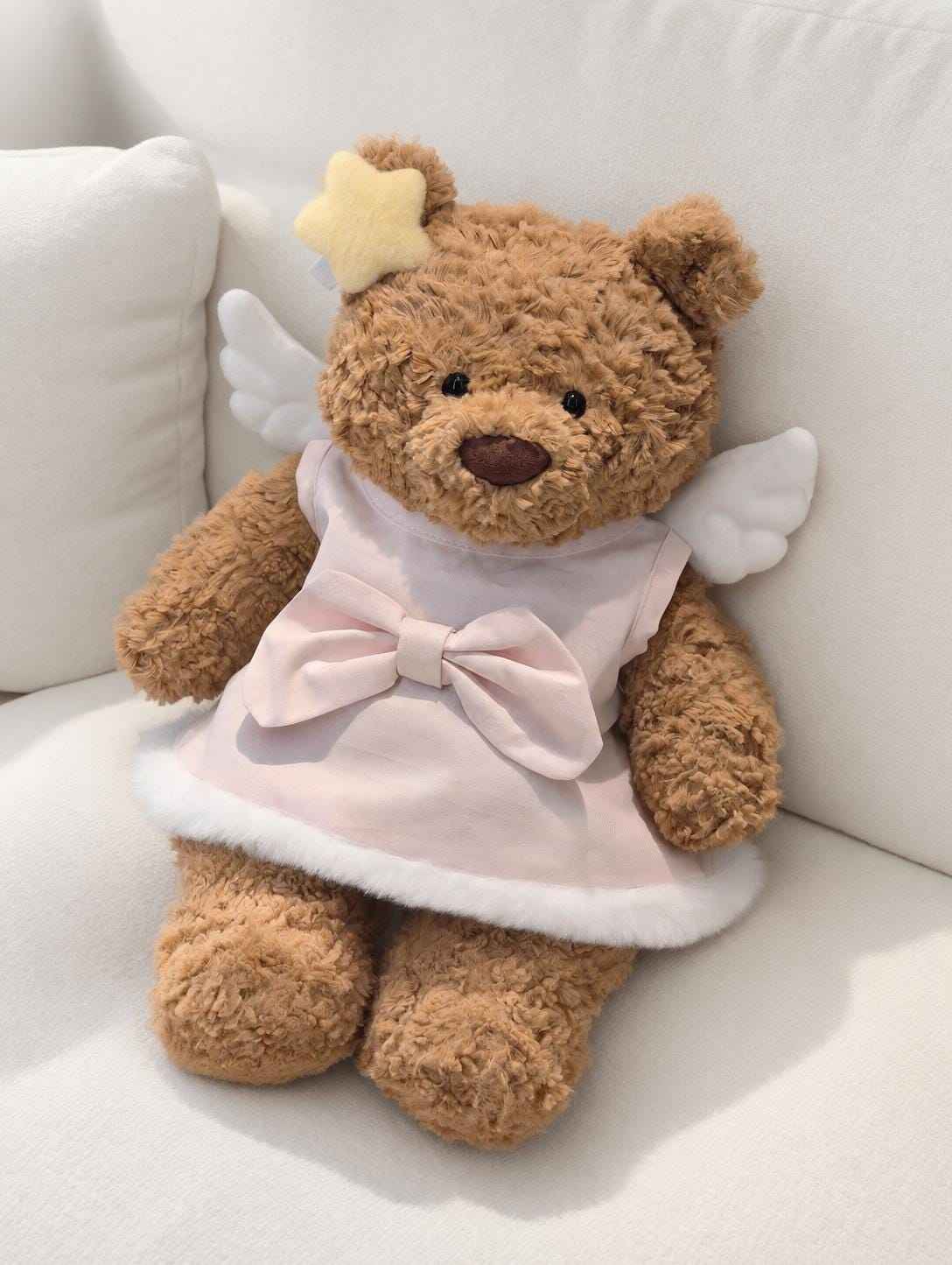 Cute Angel Dress Set for Bartholomew Bear  Teddy Bear Outfit with Wings & Bow