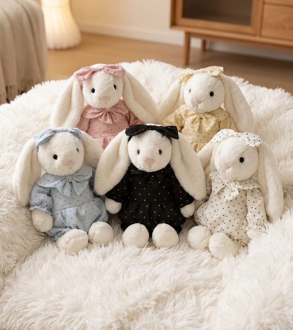Polka Dot Ruffle Top and Bloomers for Jellycat Bashful Bunny, Matching Bow