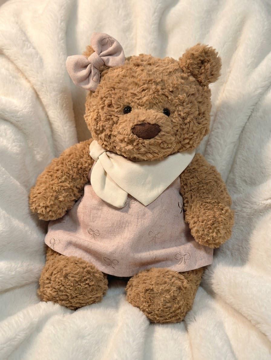 Pastel Dress for Jellycat Bartholomew Bear & Bashful Bunny, White Collar and Bow – photo 4
