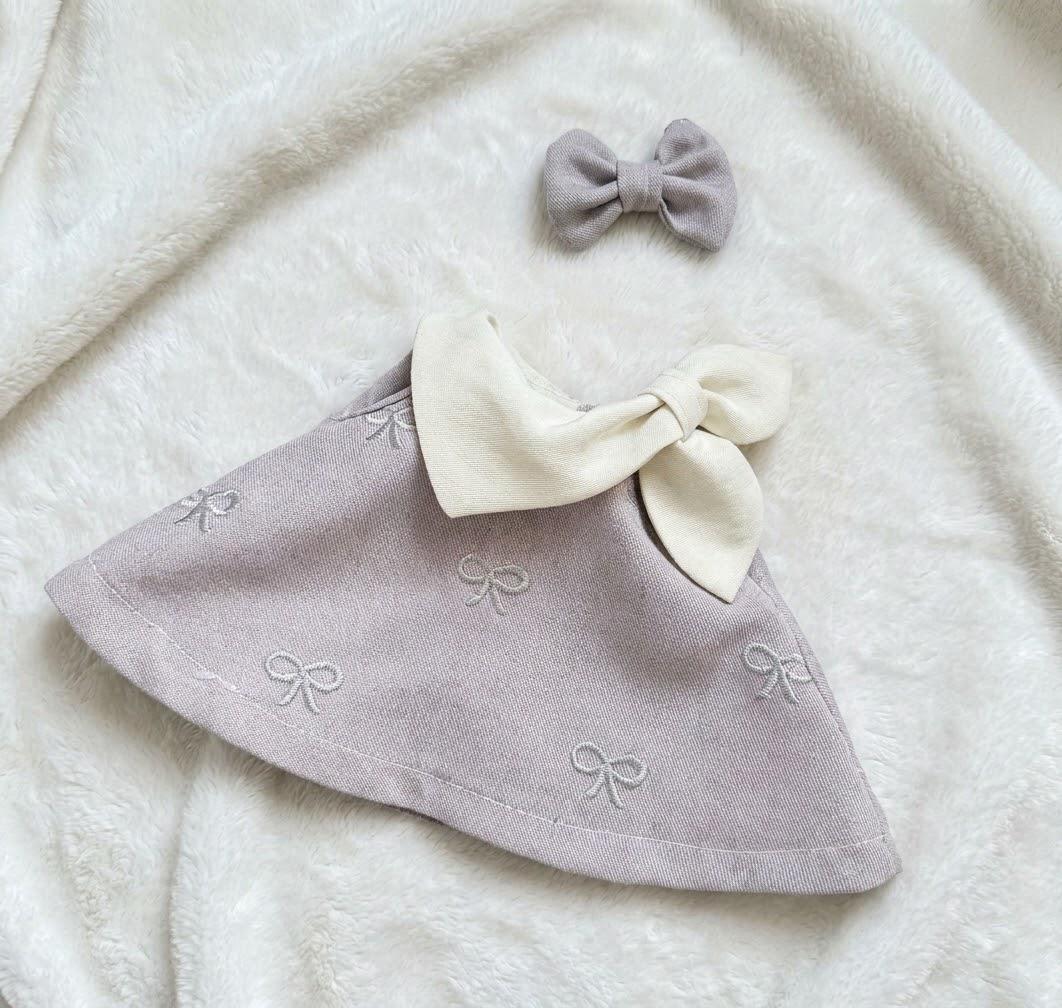 Pastel Dress for Jellycat Bartholomew Bear & Bashful Bunny, White Collar and Bow – photo 6