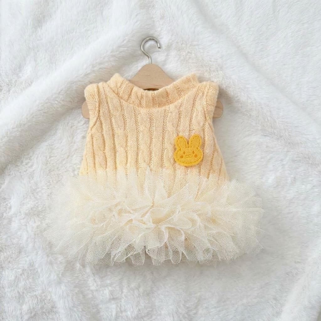 Knitted Dress for Jellycat Bartholomew Bear & Bashful Bunny, Fluffy Skirt Outfit – photo 2