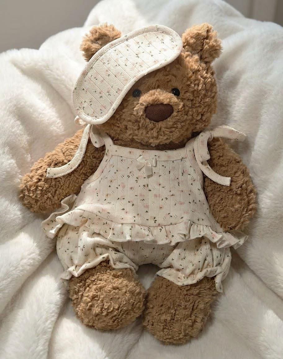 Floral Pajama Set for Jellycat Bartholomew Bear & Bashful Bunny, Ruffle Top and Sleep Mask – photo 11