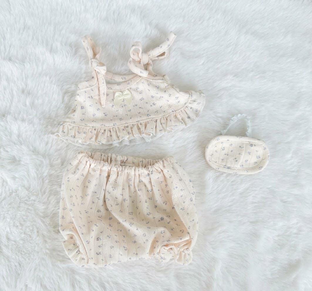 Floral Pajama Set for Jellycat Bartholomew Bear & Bashful Bunny, Ruffle Top and Sleep Mask – photo 6