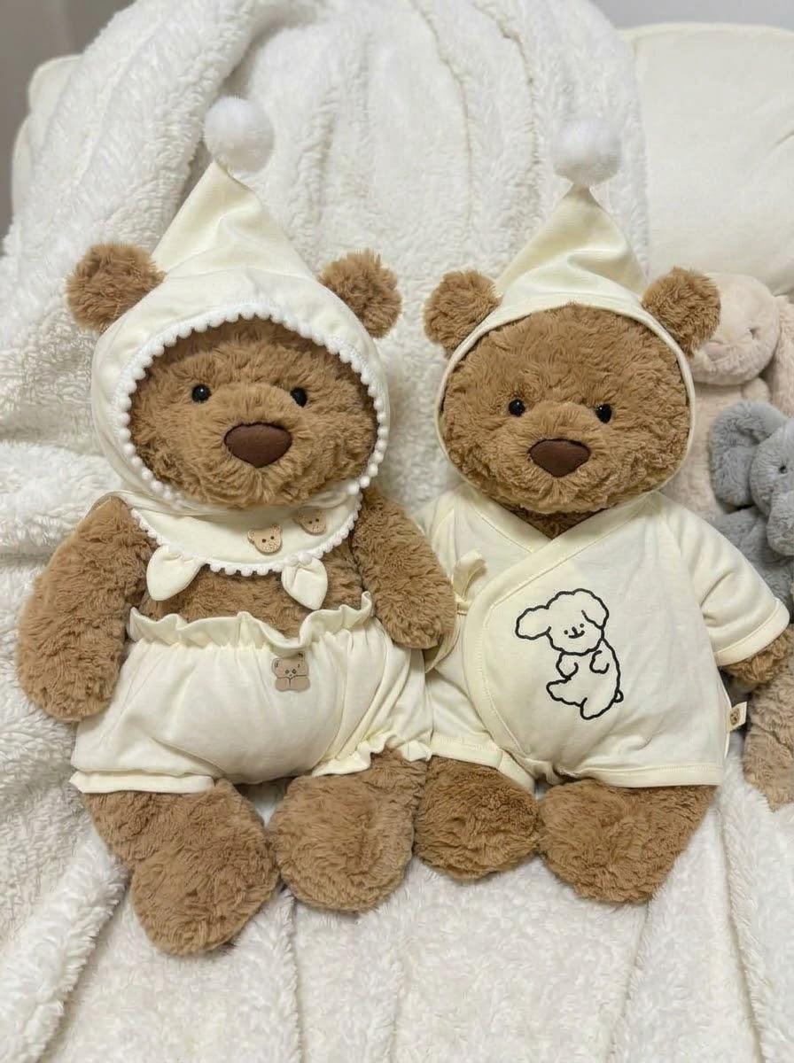 Cream Lace Collar Dress or Shirt with Bonnet for Jellycat Bartholomew Bear