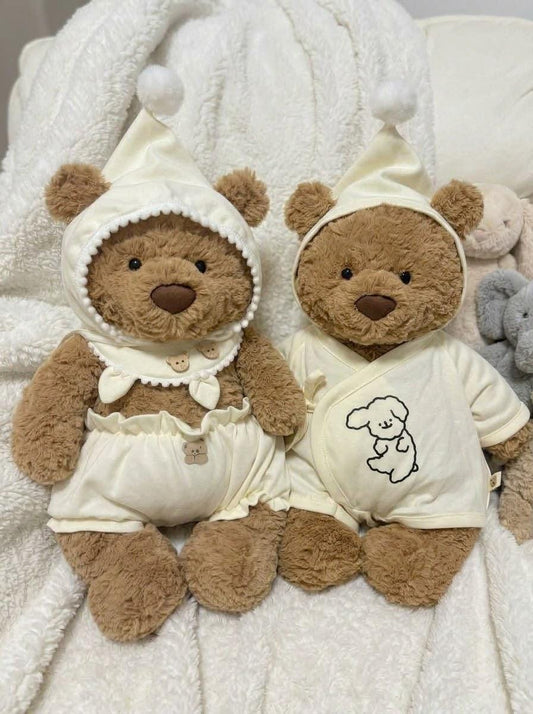 Cream Lace Collar Dress or Shirt with Bonnet for Jellycat Bartholomew Bear