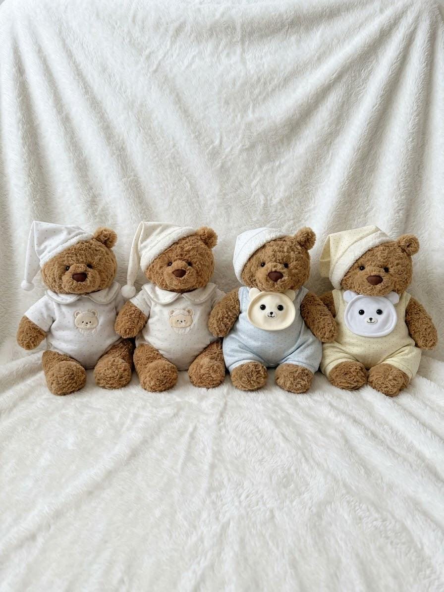 Baby Outfit for Jellycat Bartholomew Bear, Bib, Diaper and Sleep Cap Set