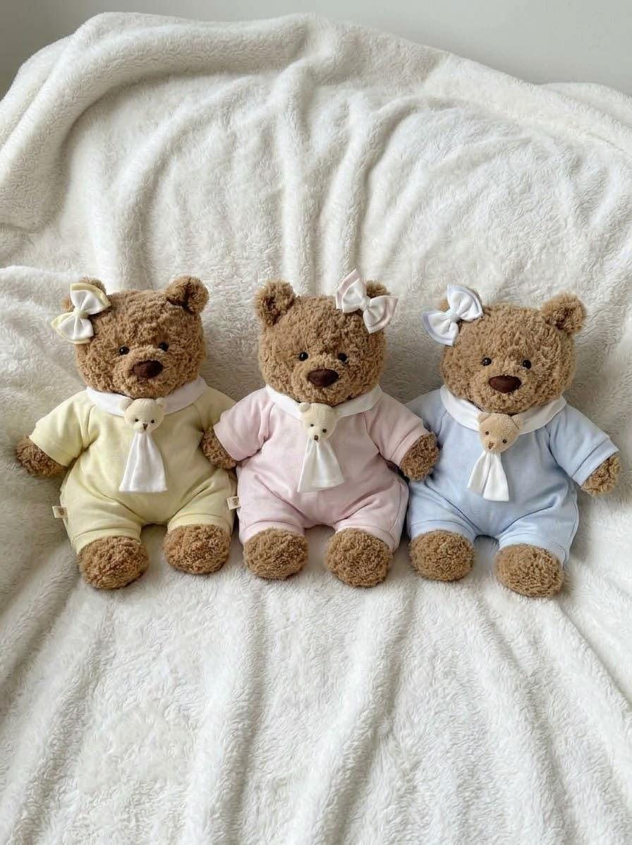 Ruffle Collar Romper for Jellycat Bartholomew Bear, Pastel Blue, Pink or Yellow