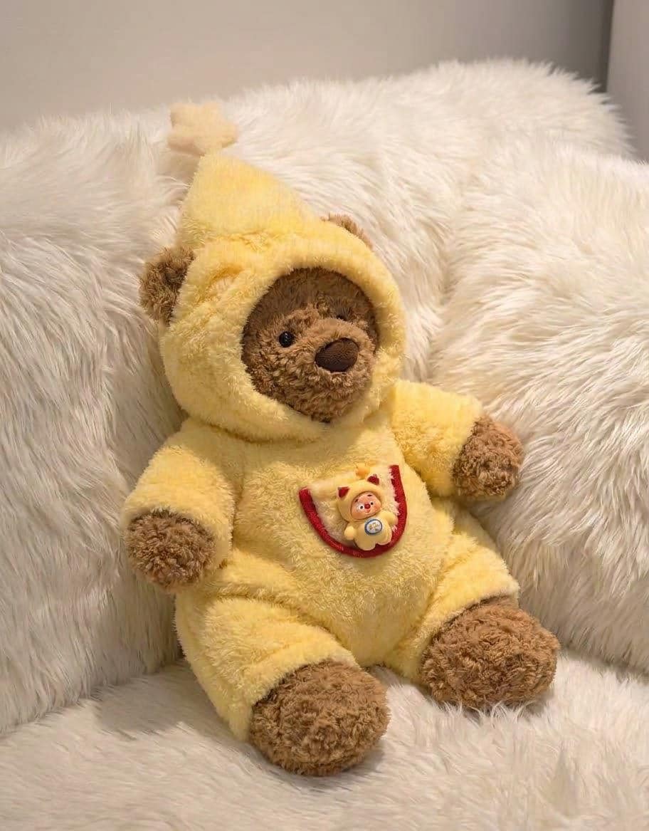 Hooded Romper for Jellycat Bartholomew Bear, Yellow or White Onesie – photo 2
