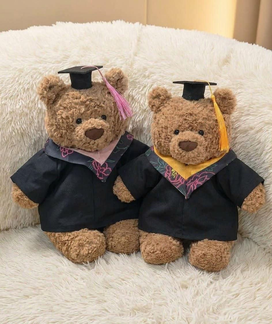 Graduation Cap and Gown for Jellycat Bartholomew Bear & Bashful Bunny