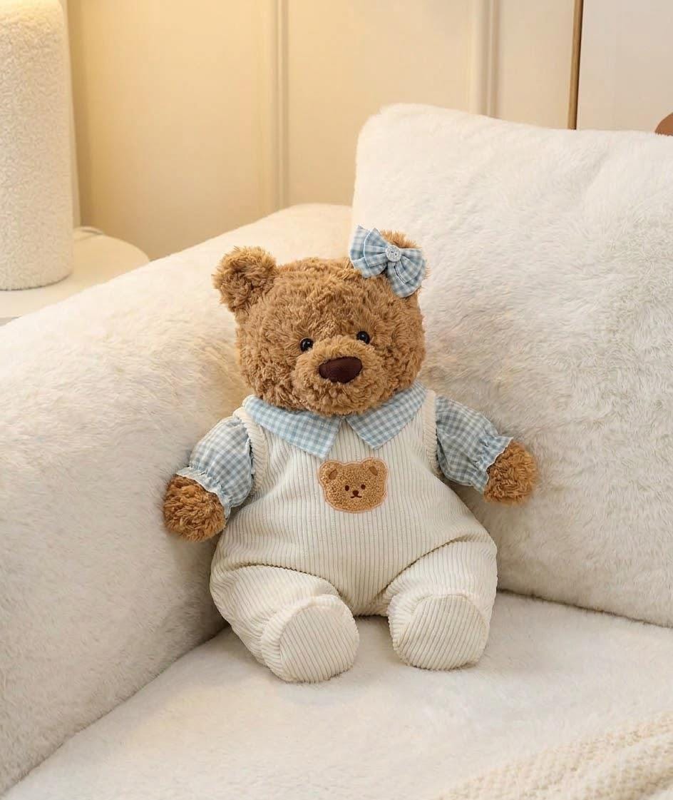 Overalls with Bear Patch for Jellycat Bartholomew Bear, Pink or Cream – photo 4