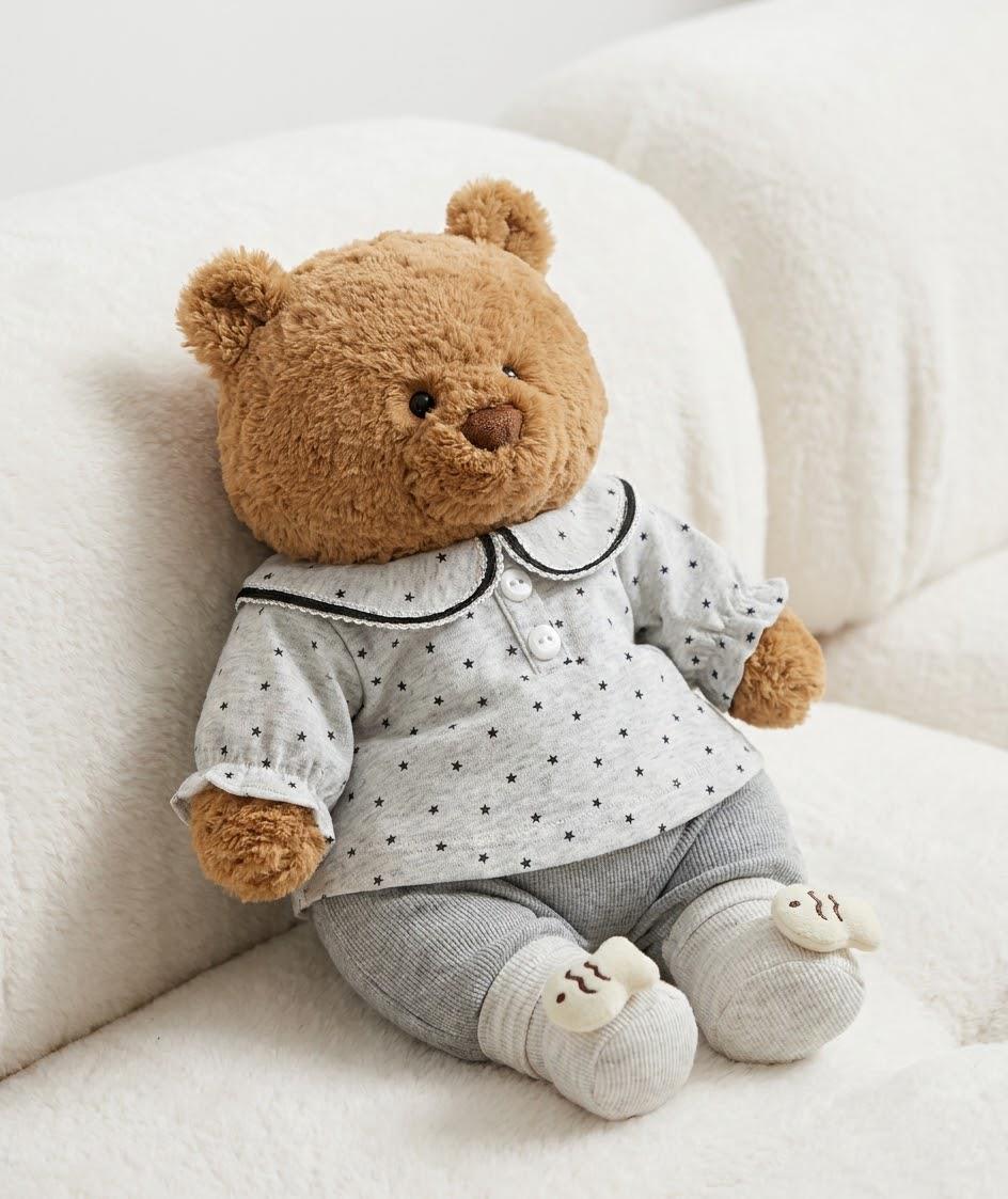 Floral Pajama Set for Jellycat Bartholomew Bear, Round Collar Top and Shorts – photo 4
