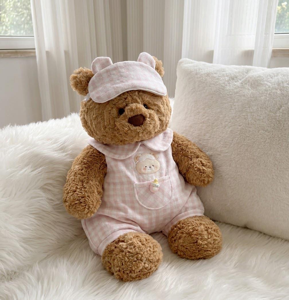 Romper and Bonnet for Jellycat Bartholomew Bear, Gingham or Pink Baby Style – photo 9