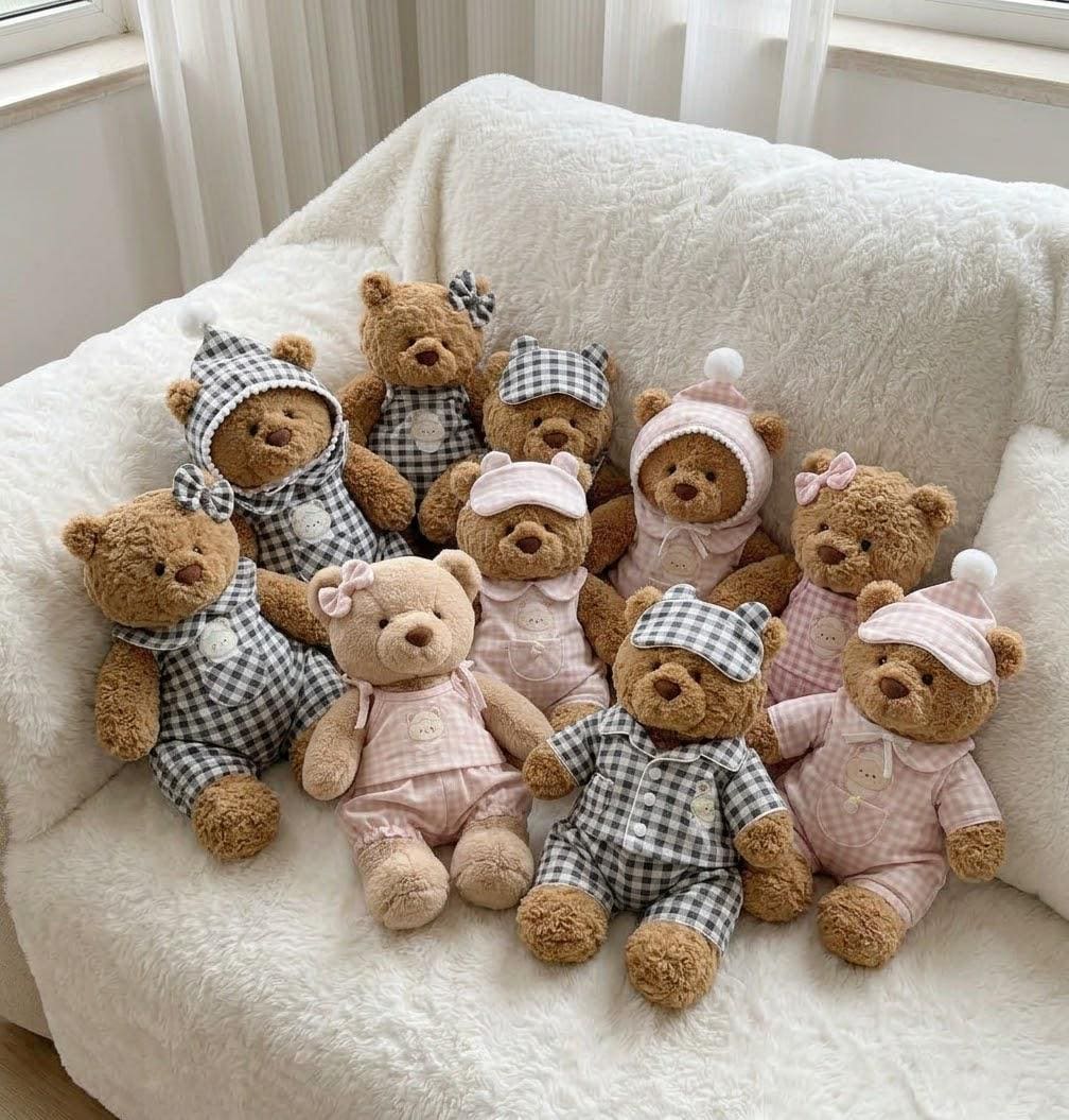 Romper and Bonnet for Jellycat Bartholomew Bear, Gingham or Pink Baby Style