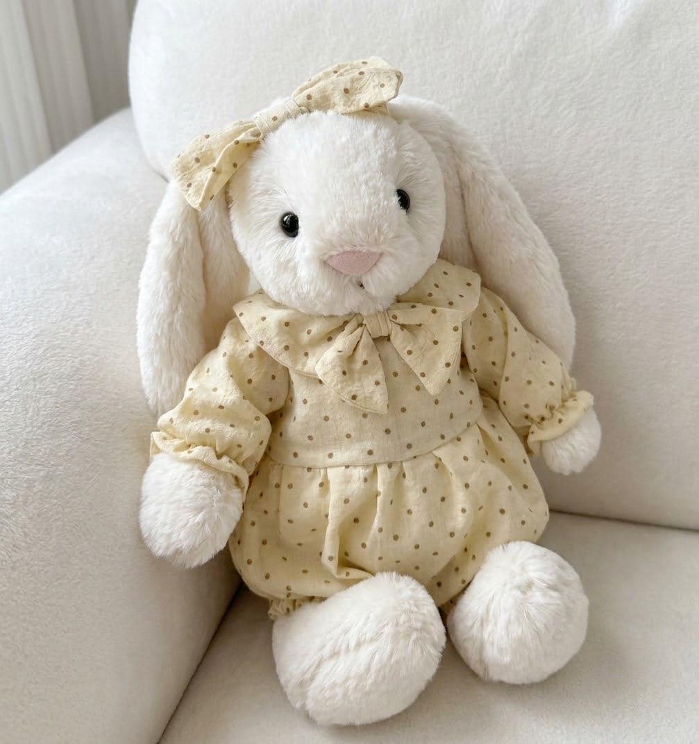 Polka Dot Ruffle Top and Bloomers for Jellycat Bashful Bunny, Matching Bow – photo 3