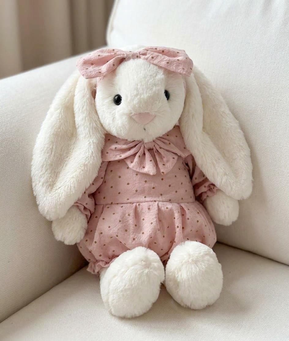 Polka Dot Ruffle Top and Bloomers for Jellycat Bashful Bunny, Matching Bow – photo 5
