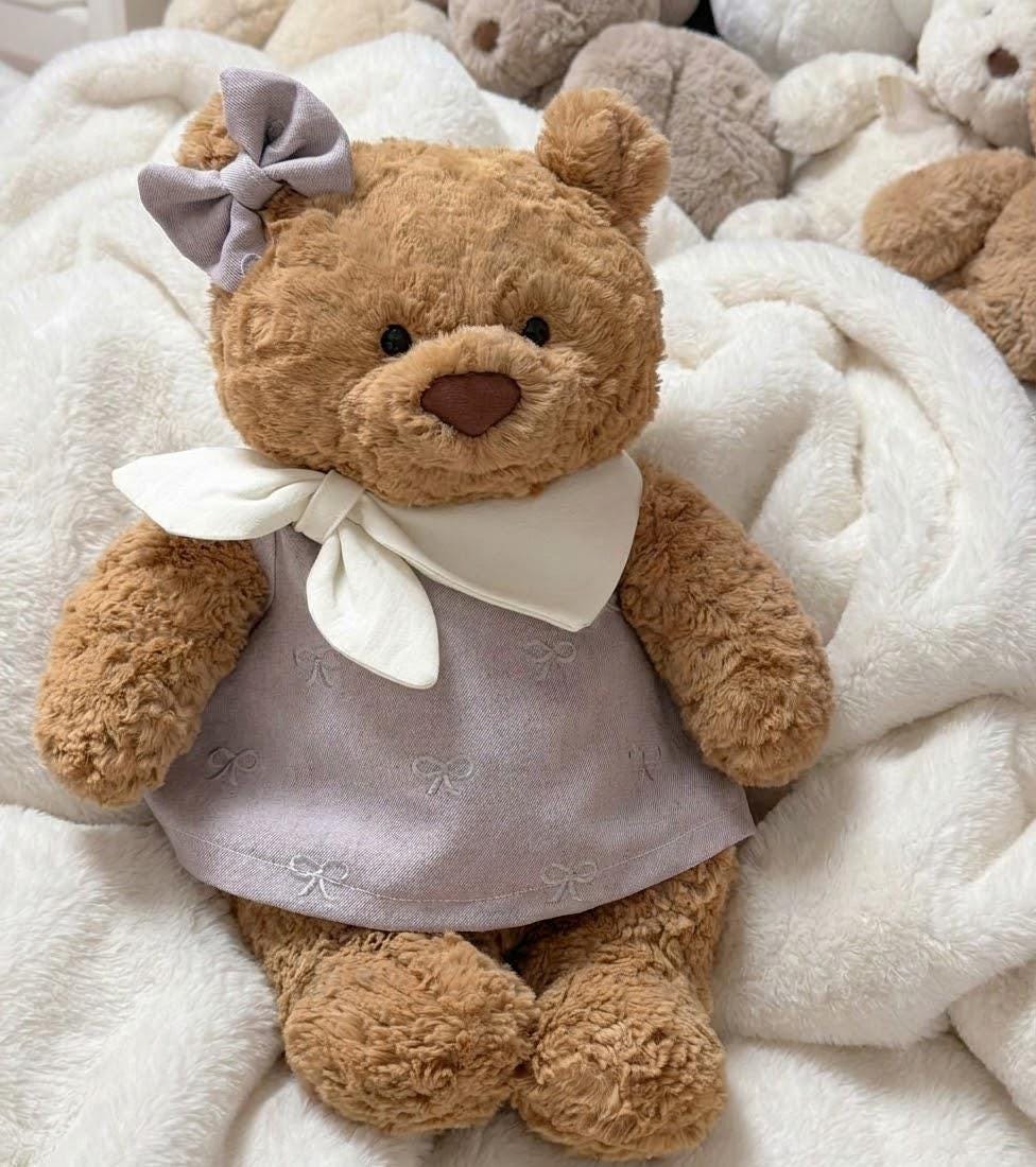 Pastel Dress for Jellycat Bartholomew Bear & Bashful Bunny, White Collar and Bow – photo 5