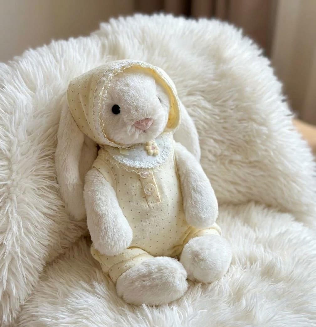 Floral or Gingham Dress for Jellycat Bashful Bunny, Matching Bow – photo 6
