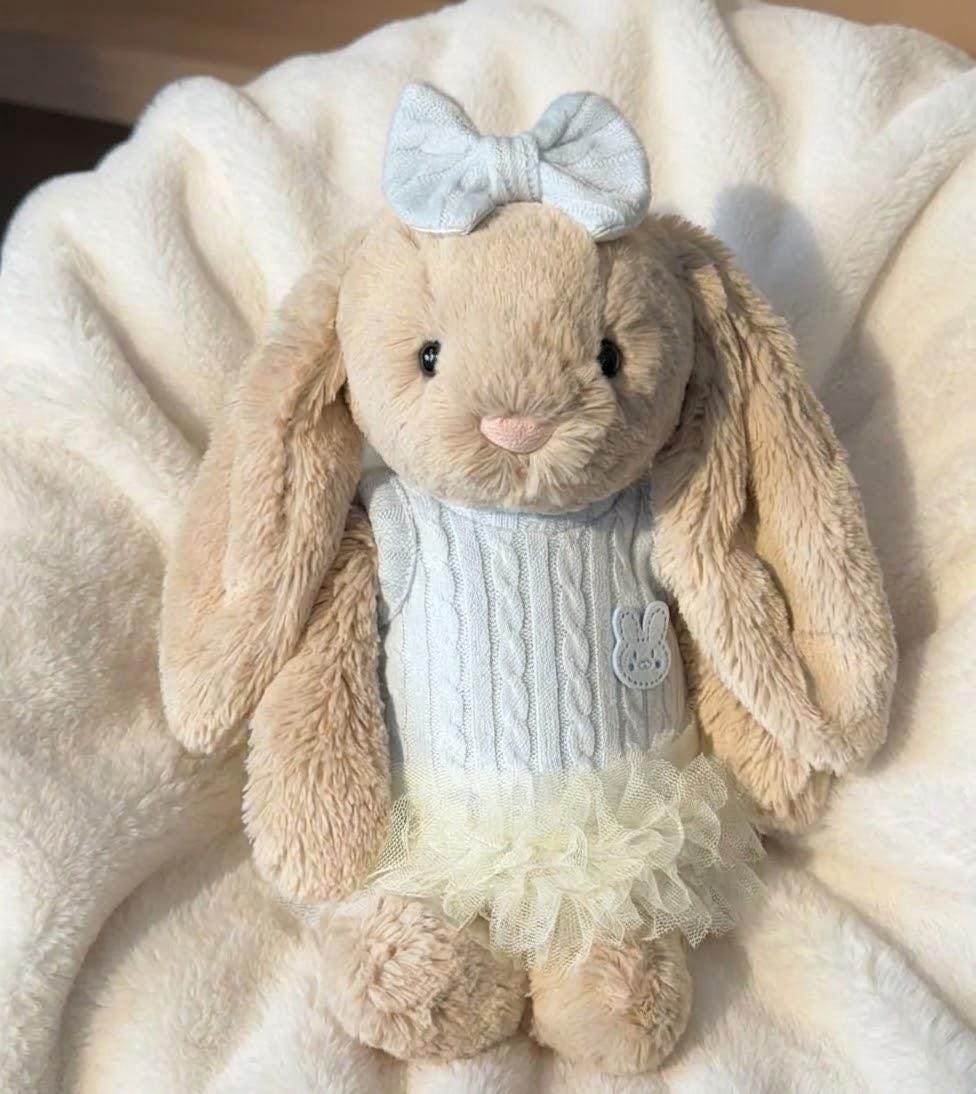 Knitted Dress for Jellycat Bartholomew Bear & Bashful Bunny, Fluffy Skirt Outfit – photo 6
