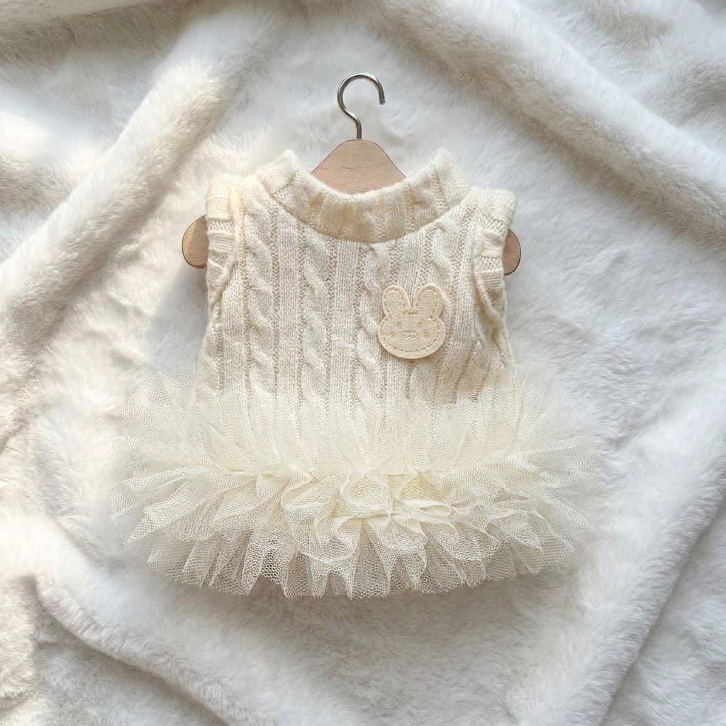 Knitted Dress for Jellycat Bartholomew Bear & Bashful Bunny, Fluffy Skirt Outfit – photo 3