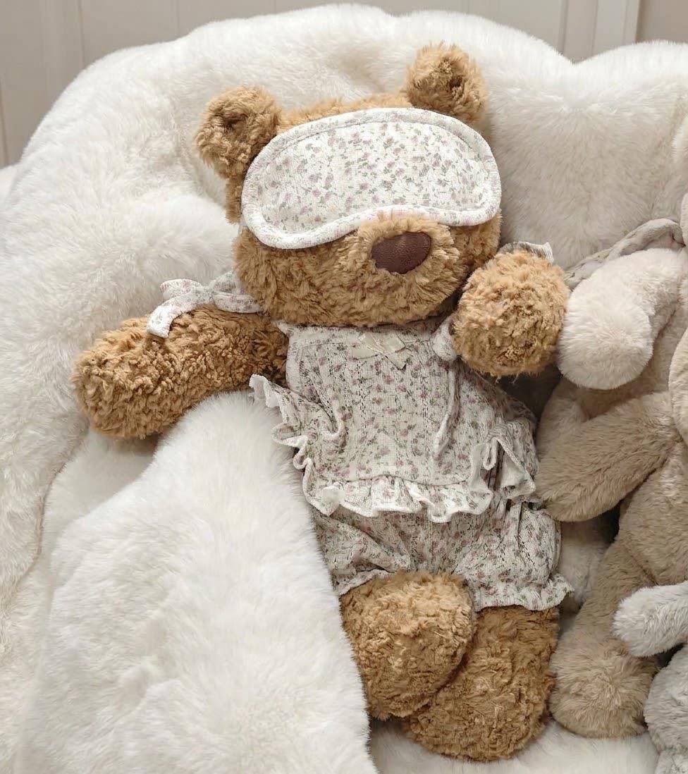 Floral Pajama Set for Jellycat Bartholomew Bear & Bashful Bunny, Ruffle Top and Sleep Mask – photo 12