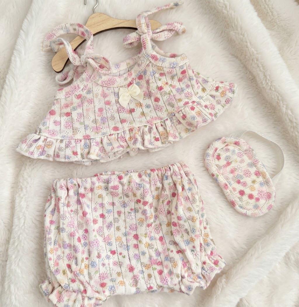 Floral Pajama Set for Jellycat Bartholomew Bear & Bashful Bunny, Ruffle Top and Sleep Mask – photo 5