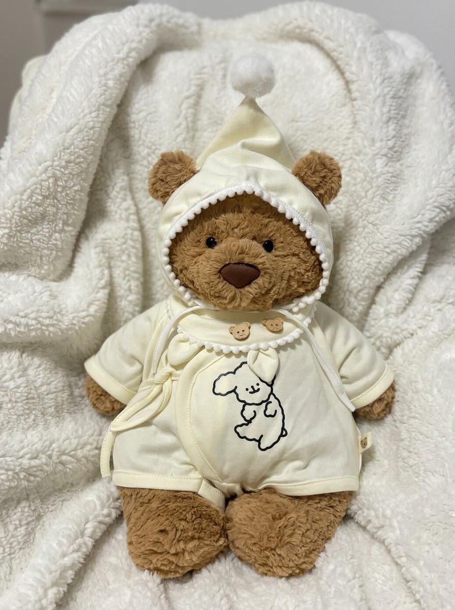 Cream Lace Collar Dress or Shirt with Bonnet for Jellycat Bartholomew Bear – photo 2