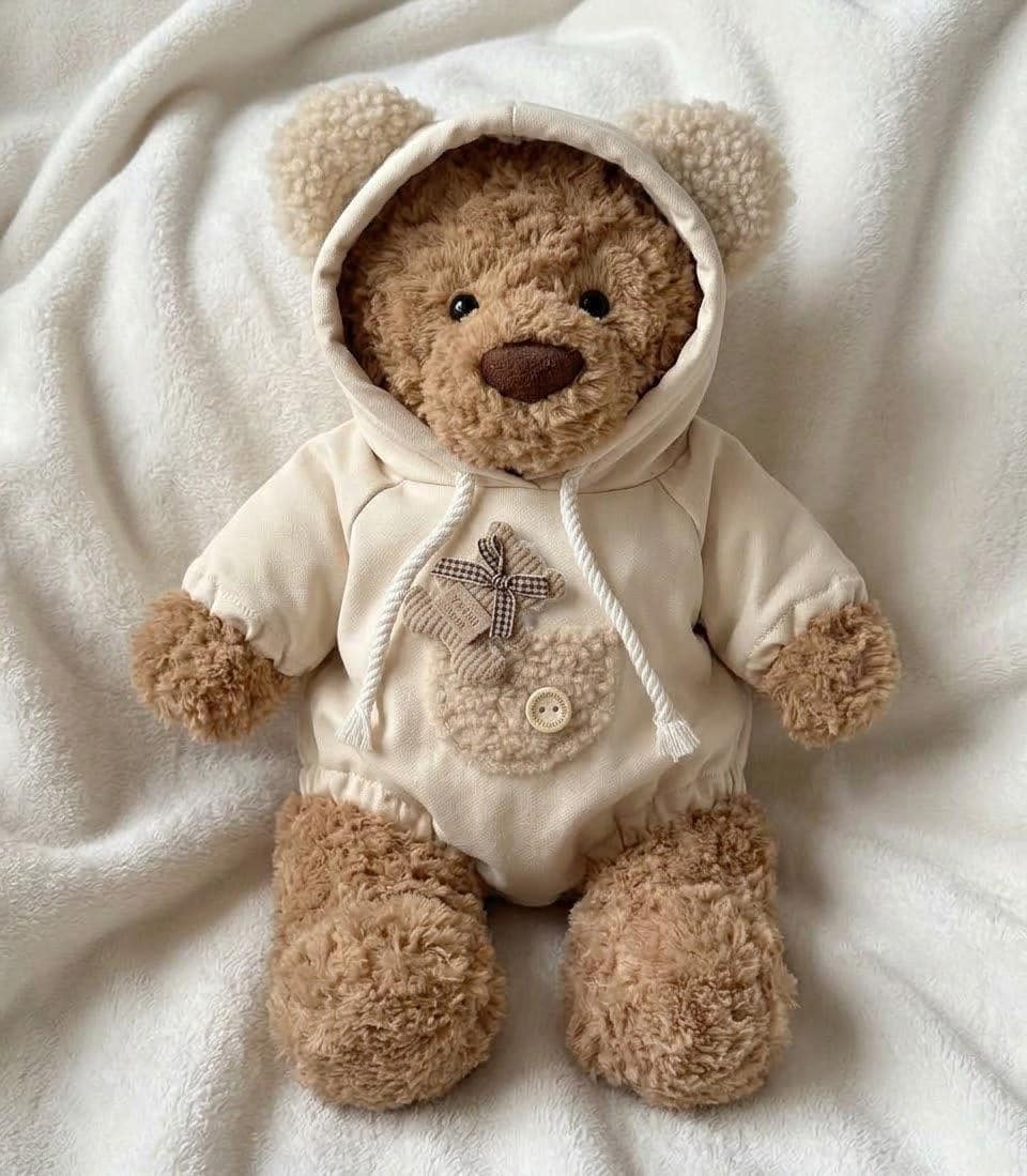 Animal Ear Hooded Romper for Jellycat Bartholomew Bear, Cream or Gray – photo 3