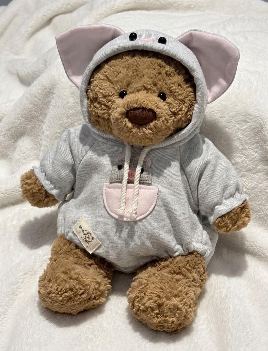 Animal Ear Hooded Romper for Jellycat Bartholomew Bear, Cream or Gray – photo 2
