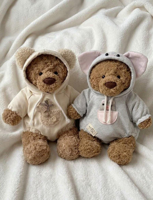 Animal Ear Hooded Romper for Jellycat Bartholomew Bear, Cream or Gray